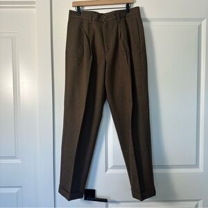 Dockers (34x32) Brown Herringbone Khaki Style 100% Cotton Pleated Trouser Pants